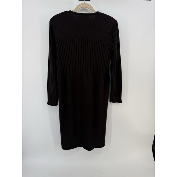 Vintage Ami Knits Sweater Dress Womens 10 Brown Button Up Ribbed Made USA - Picture 5 of 13